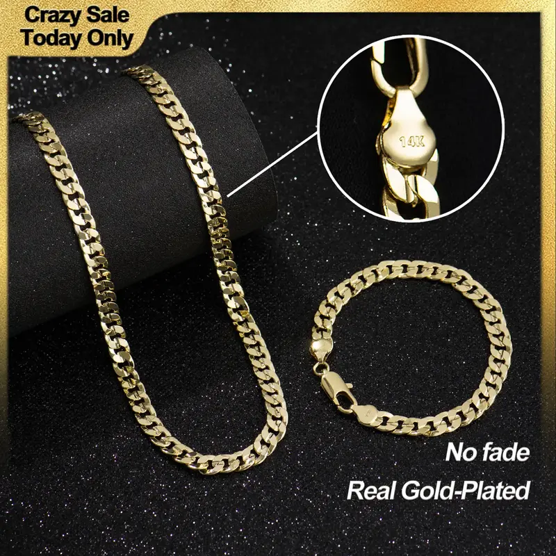 Holylegend 14K Real Gold-Plated Cuban, Figaro, Rope Chain Set– Upgraded Craft, Faceted Cut,Tarnish-Free with Nanotechnology...