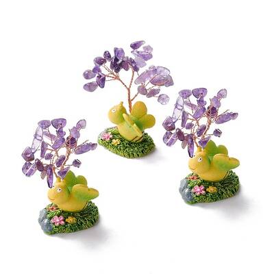Natural Amethyst Chips & Resin Pedestal Display Decorations