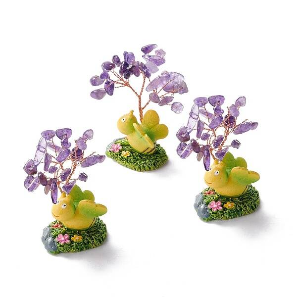 Natural Amethyst Chips & Resin Pedestal Display Decorations