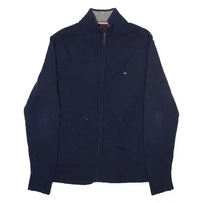 TOMMY HILFIGER Mens Jumper Blue Tight Knit Wool L