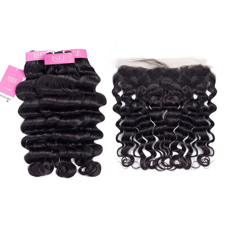 ISEE HAIR Hollywood Wave Bundles With Frontal Deal 10A Grade 100% Human Virgin Unprocessed Hair