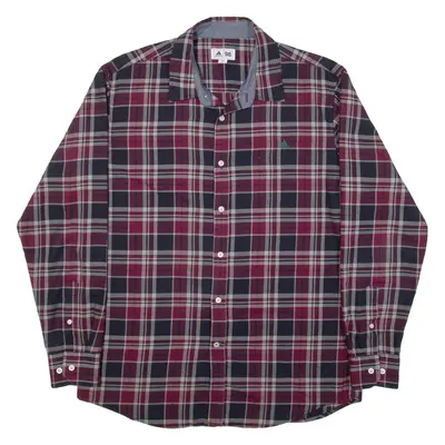 ADIDAS Mens Shirt Red Check Long Sleeve L