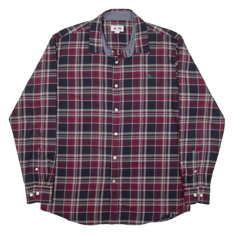 ADIDAS Mens Shirt Red Check Long Sleeve L