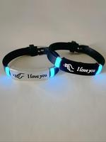 Couple Luminous Silicone Bracelet, Couple Bracelets, Cute Heart & Letters Pattern Bracelet for Women & Men, Fashionable Jewel...