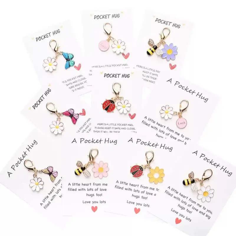 Pieces of 20  Pocket Hug Favors -Employee Appreciation Gifts Bulk for Coworkers with Exquisite keyring Pun NoteCards Quality ...