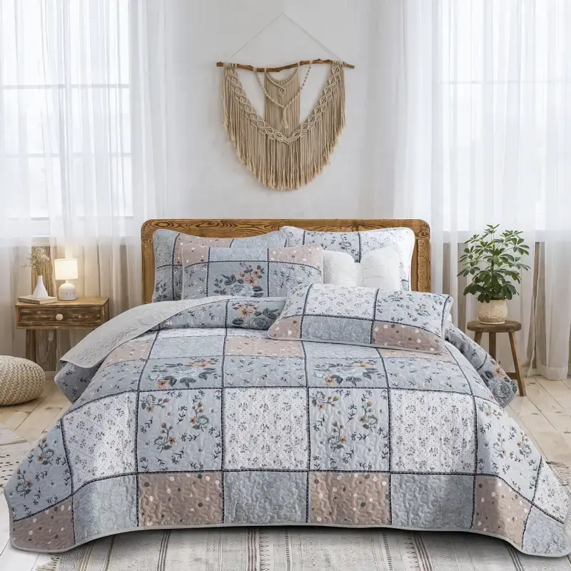 MarryLane 5pcs Boho Style Quilt Bedspread Sets, Lightweight, Ultra Soft BedSpreads Coverlets Quilt Bedding Set with 4 Pillow ...