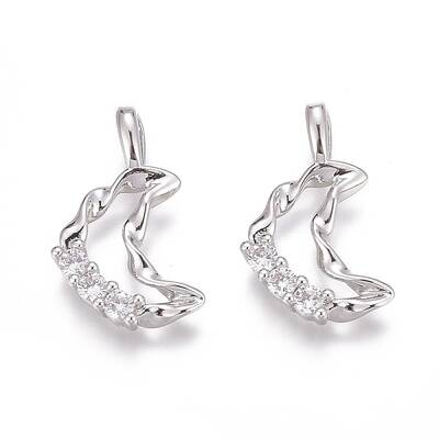 Brass Micro Pave Clear Cubic Zirconia Pendants