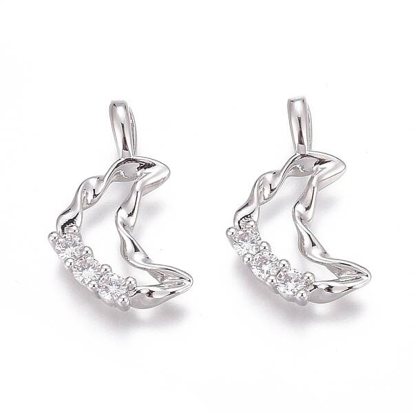 Brass Micro Pave Clear Cubic Zirconia Pendants