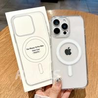 Crystal HD Transparent For Magsafe Magnetic Wireless Charge Case For iphone 11 12 13 14 15 16 Pro Max XR X S 7 8 Plus Hard Co...