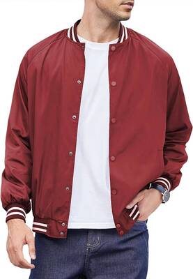 Varsity Lightweight Baseball Bomber Jackets (US Only), Wine Red / L