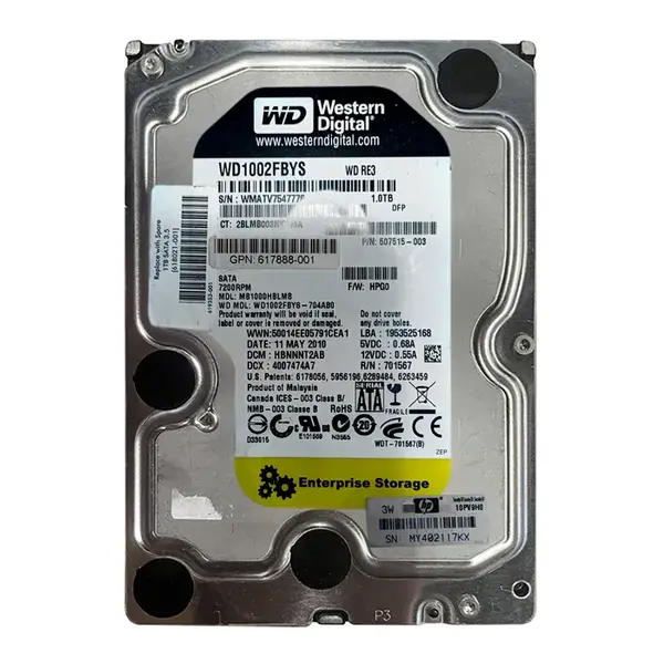 507515-003 HP 1TB 3Gb/s SATA 7200 3.5-inch 32MB Hard Drive
