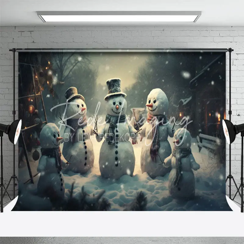 Winter Snowman Christmas Backdrop For Photo - Aperturee