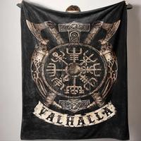 Viking Valhalla Pattern Blanket, Soft Warm Throw Blanket, Air-conditioned Room Thickened Flannel Blanket, Warm Nap Blanket fo...