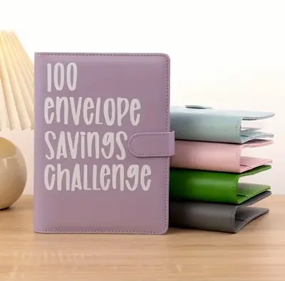 100 Envelopes Money Saving Challenge Binder with Laminated Tracker - Budget Binder with Cash Envelopes