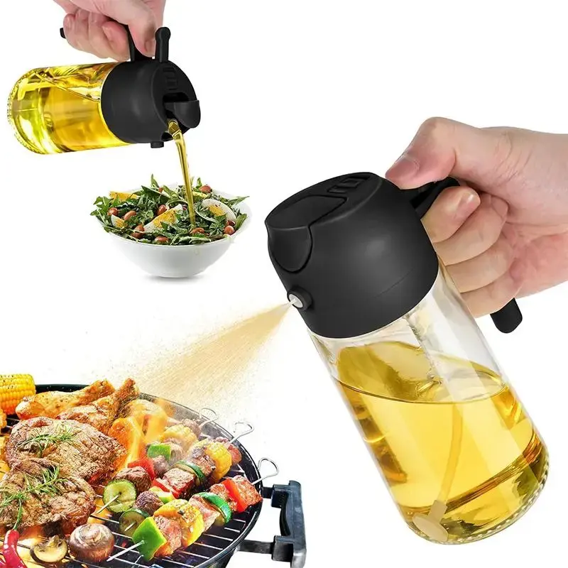 2 in 1 Oil Dispenser Bottle, 1 Count 16oz Oil Dispenser, Olive Oil Sprayer, Oil Sprayer for Cooking, Kitchen, Salad, Barbecue...