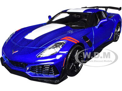 2019 Chevrolet Corvette ZR1 Blue Metallic and White Timeless Legends Series 1/24 Diecast Model Car by Motormax