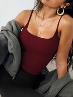Women's Solid Backless Cami Top, Casual Sleeveless Spaghetti Strap Top for Daily Wear, Ladies Clothes for All Seasons