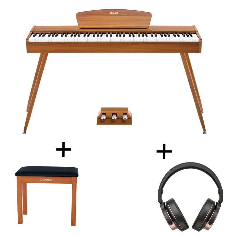 Donner DDP-80 Wooden Digital Piano - Natural / Piano+Bench+Headphones