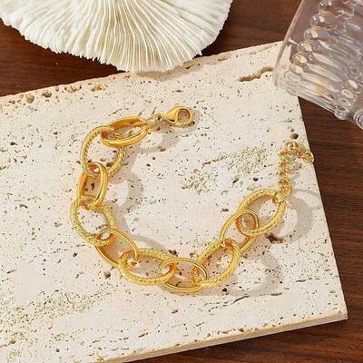 304 Stainless Steel Oval Link Chain Bracelets for Women
