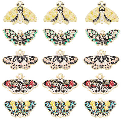 20Pcs 5 Styles Alloy Enamel Pendants