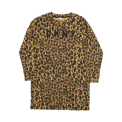 DKNY Sport Leopard Print Jumper Dress Beige Long Sleeve Short Womens UK 4