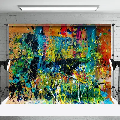 Messy Red Yellow Blue Graffiti Wall Photo Backdrop - Aperturee