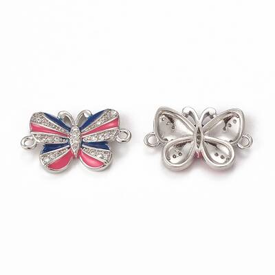 Brass Micro Pave Cubic Zirconia Connector Charms
