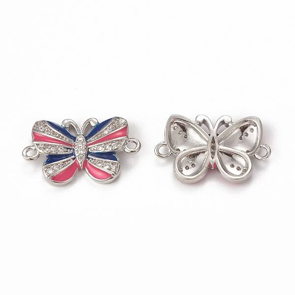Brass Micro Pave Cubic Zirconia Connector Charms