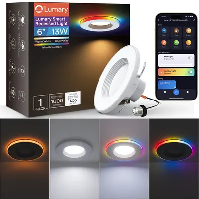 Lumary Smart RGBAI Can Light with Gradient Accent Night Light 6 inch 13W 1000lm, 1 pcs