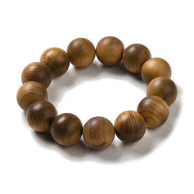 18mm Round Wood Beaded Stretch Bracelets