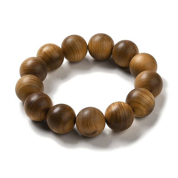 18mm Round Wood Beaded Stretch Bracelets