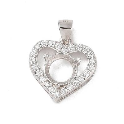 925 Sterling Silver Micro Pave Cubic Zirconia Pendant Setting