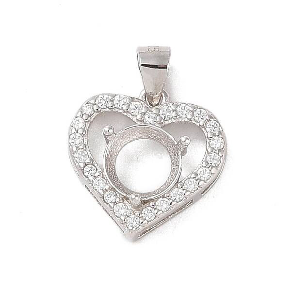 925 Sterling Silver Micro Pave Cubic Zirconia Pendant Setting