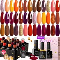 Beetles 23Pcs Fall Gel Nail Polish Kit Autumn Winter 20 Colors with Base&Top Coat Orange Brown Burgundy Red Yellow Gel Polis ...