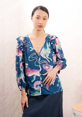 Blouse Elise Top Dark-Teal | Color: DARK TEAL | Size: M