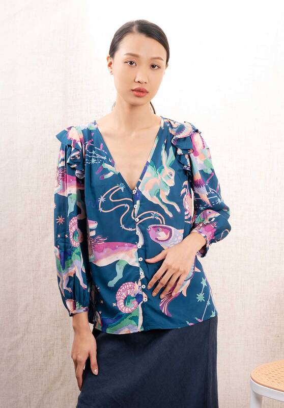 Blouse Elise Top Dark-Teal | Color: DARK TEAL | Size: M