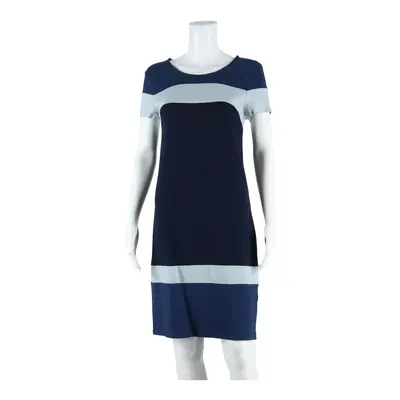 HOBBS Womens T-Shirt Dress Blue Colourblock Short Sleeve Midi UK 8