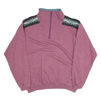 Womens Sweatshirt Purple 1/4 Zip XL