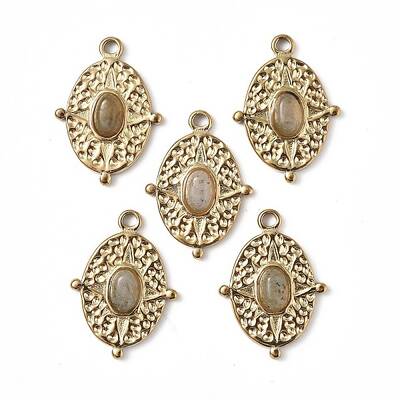 PVD Vacuum Plating 201 Stainless Steel Natural Labradorite Pendants