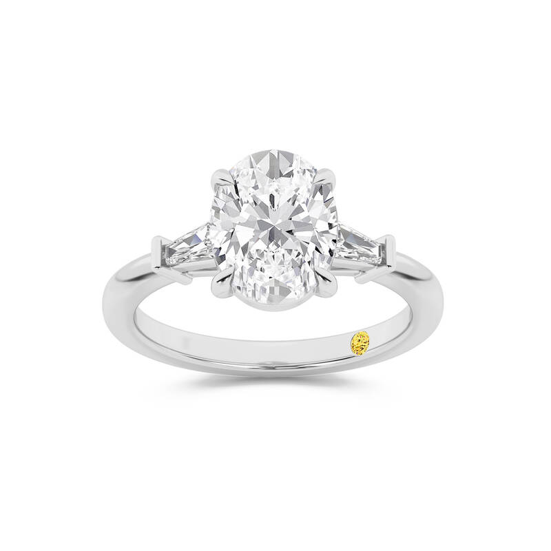 Valentina Tapered Baguette Lab Grown Three Stone Oval Shaped Diamond Engagement Ring |10K White Gold 1 3/4 CT. TW.