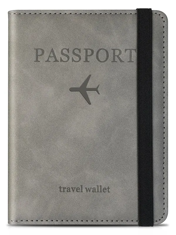 Simple Letter Embossed Passport Case, Passport Cover, Passport Wallet for Women & Men, Waterproof RFID Blocking Passport Case...