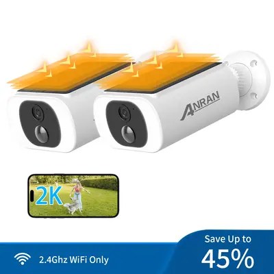 ANRAN 3MP Solar Camera Wireless Outdoor-2.4Ghz WiFi Security Camera,Color Night Vision,IP65 Waterproof,PIR Human Detection,2-...
