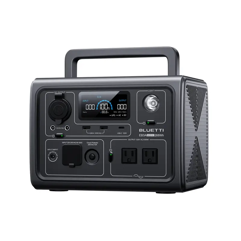 BLUETTI EB3A Portable Generator,600W Solar Generator, 268Wh LiFePO4 Power Station for Camping, Home Use, Emergency