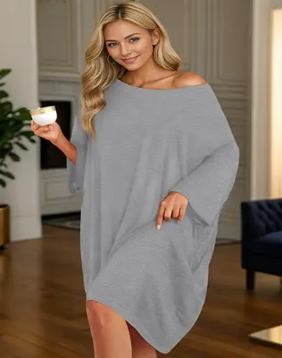 KFUBUO Plus Size Nightgowns for Women Oversized Sleep Shirts Bamboo Sleep Tee Short Sleeves Print Sleepwear With Pocket  Comf...