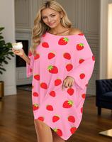 KFUBUO Plus Size Nightgowns for Women Oversized Sleep Shirts Bamboo Sleep Tee Short Sleeves Print Sleepwear With Pocket  Comf...
