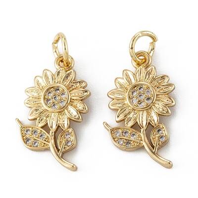 Brass Micro Pave Clear Cubic Zirconia Pendants