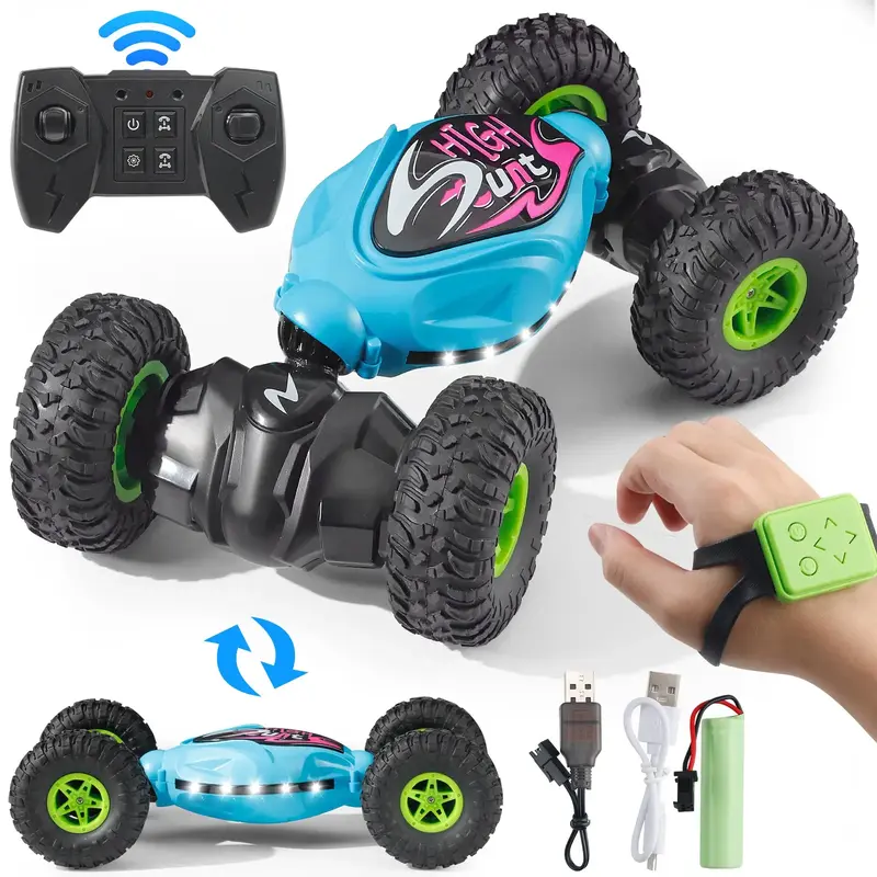 Gesture-Controlled RC Stunt Car - 2.4GHz Remote, 4WD Transforming Off-Road Vehicle with Twisting and Rotating Capabilities, P...