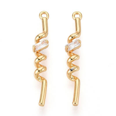 Brass Micro Pave Clear Cubic Zirconia Pendants