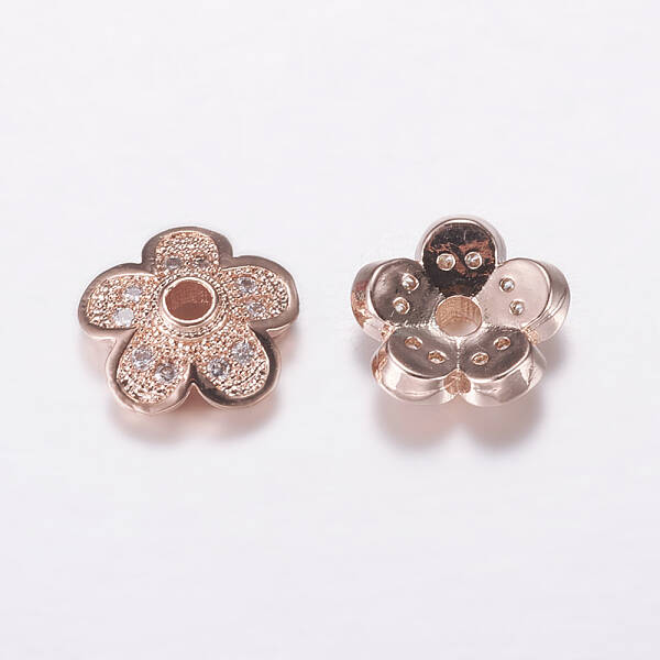 Brass Micro Pave Cubic Zirconia Bead Cap