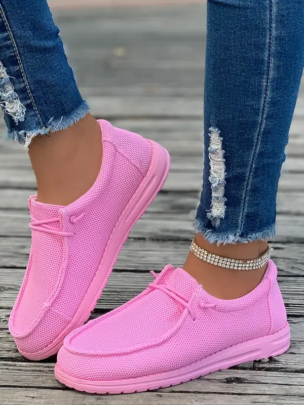 Women's Sporty Minimalist Lace up Low Top Flat Sneakers, Casual Comfortable Breathable Shoes, Fashionable Non-slip Trainers f...